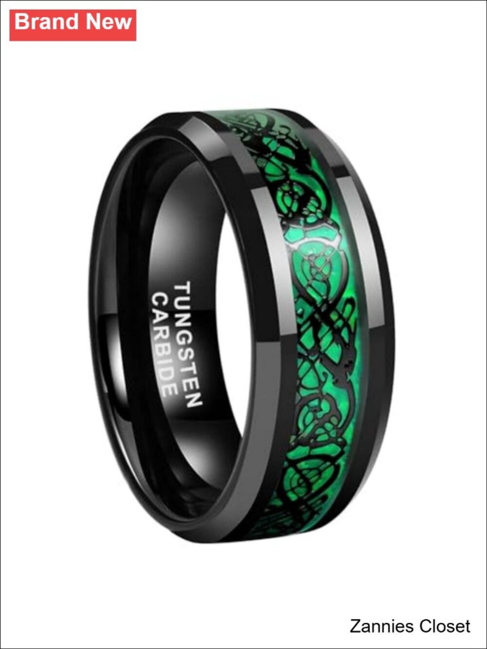 💍 TUTISS Tungsten Carbide Wedding Band Celtic Dragon Carbon Fiber Inlay